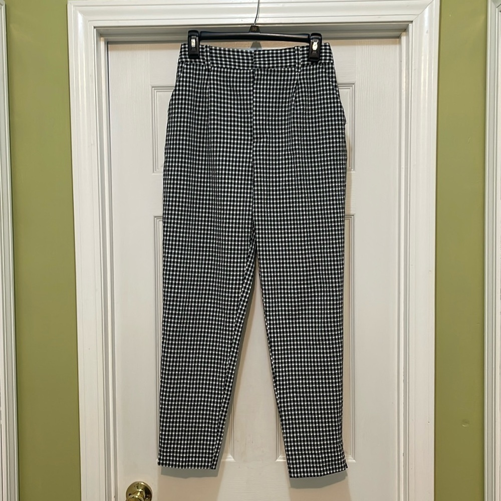 Zara - black & white checked pants - size 2